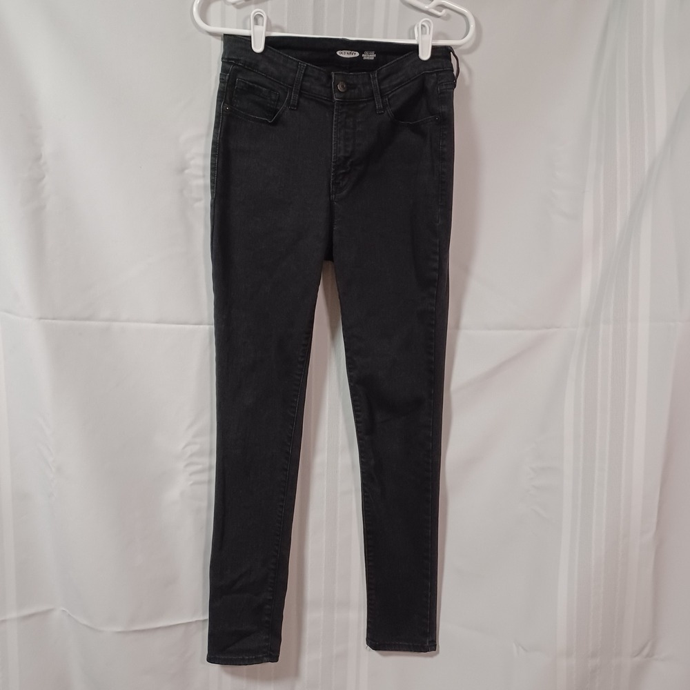 Old Navy Jeans Womens 8 Black Rockstar Super Skinny Built-In Sculpt Never Fade‎
